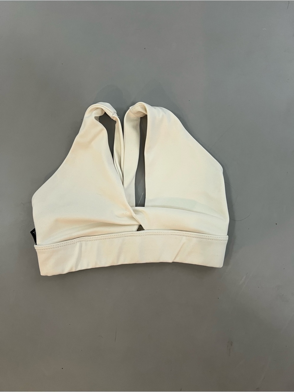 Kids Cream Twist-Front dance bra top